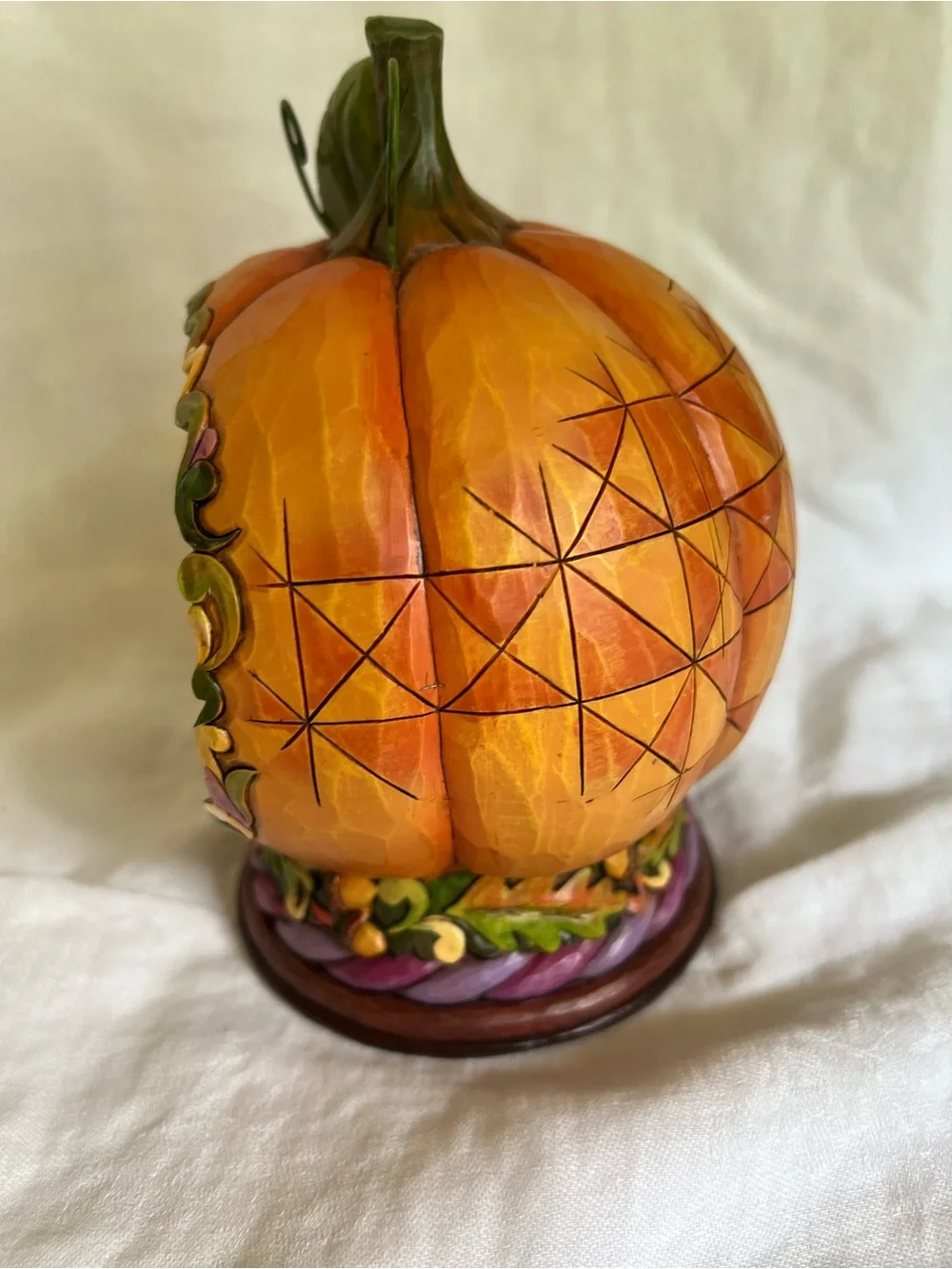 Jim Shore Pumpkin Diorama Figurine in Orange and Green